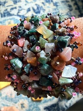 Multicolor Beaded Gemstone Cluster Bracelet